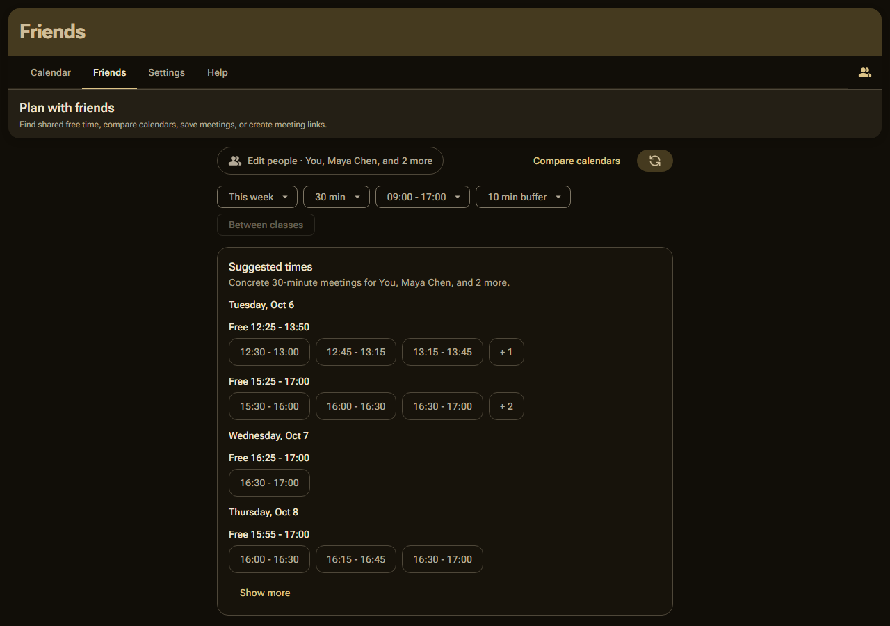 The Friends tab in the extension